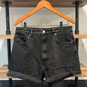 ZARA Black Denim High Waisted Mom Shorts